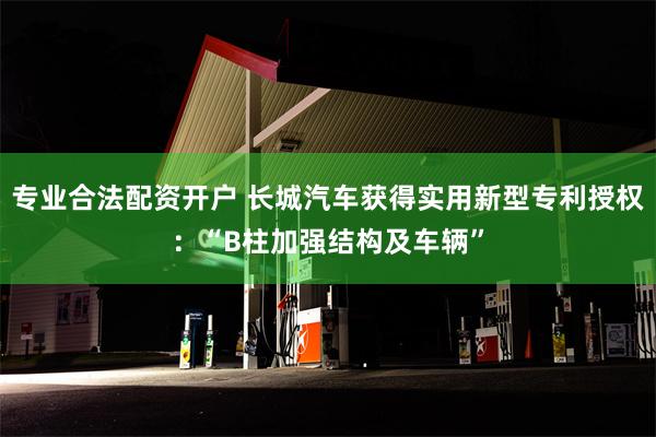 专业合法配资开户 长城汽车获得实用新型专利授权：“B柱加强结构及车辆”