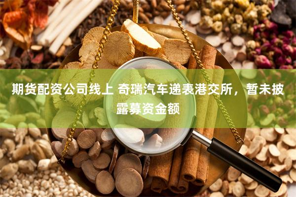 期货配资公司线上 奇瑞汽车递表港交所，暂未披露募资金额