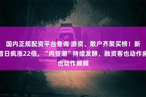 国内正规配资平台查询 游资、散户齐聚买榜！新股首日疯涨22倍，“肉签潮”持续发酵，融资客也动作频频